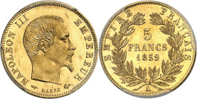 FRANCE
Second Empire / Napoléon III (1852-1870). 5 francs tête nue, grand module 1859, A, Paris.
PCGS MS65 (37676194).
Av. NAPOLEON III EMPEREUR. T...