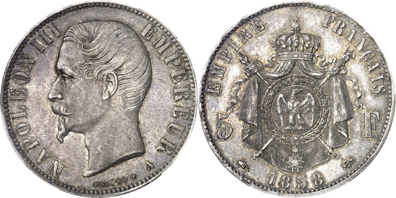 FRANCE
Second Empire / Napoléon III (1852-1870). 5 francs tête nue 1858, A, Par...