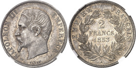 FRANCE
Second Empire / Napoléon III (1852-1870). 2 francs tête nue 1853, A, Paris.
NGC MS 64 (5788890-033).
Av. (différent) NAPOLEON III EMPEREUR (...
