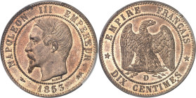 FRANCE
Second Empire / Napoléon III (1852-1870). Dix centimes tête nue 1853, D, Lyon.
PCGS MS65RD (44002870).
Av. NAPOLEON III EMPEREUR/ (différent...