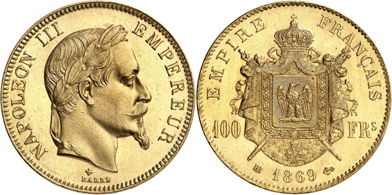 FRANCE
Second Empire / Napoléon III (1852-1870). 100 francs tête laurée 1869, B...