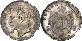 FRANCE
Second Empire / Napoléon III (1852-1870). 5 francs tête laurée, Flan bruni (PROOF) 1870, A, Paris.
NGC PF 66 (5790008-012).
Av. NAPOLEON III...