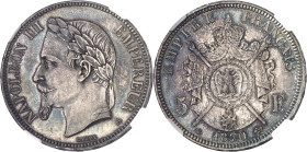 FRANCE
Second Empire / Napoléon III (1852-1870). 5 francs tête laurée 1870, A, Paris.
NGC MS 64+ (5790008-007).
Av. NAPOLEON III EMPEREUR (atelier)...