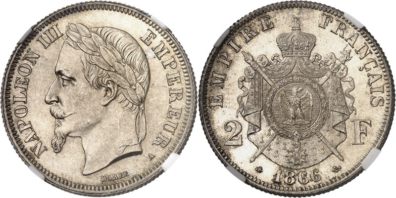 FRANCE
Second Empire / Napoléon III (1852-1870). 2 francs tête laurée 1866, A, ...