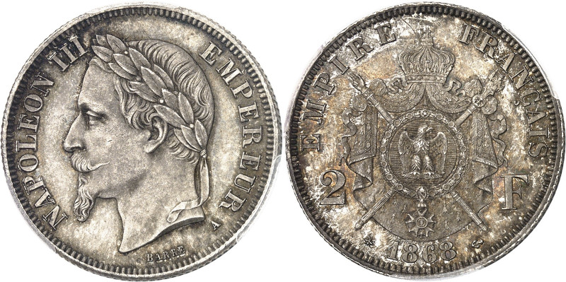 FRANCE
Second Empire / Napoléon III (1852-1870). 2 francs tête laurée 1868, A, ...