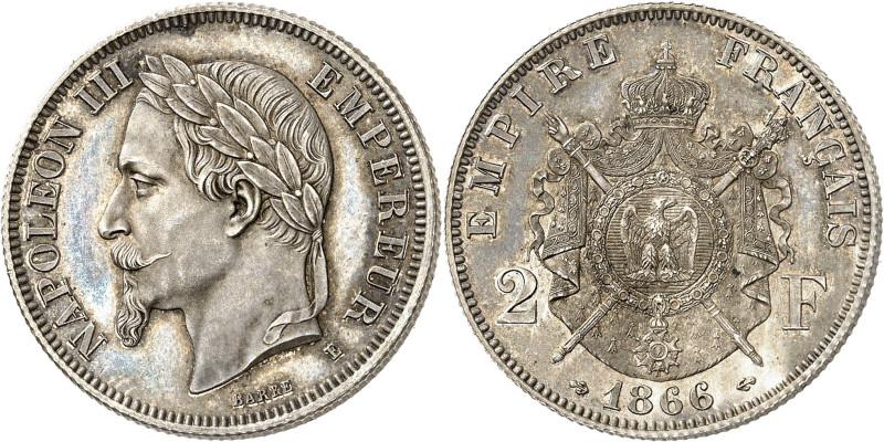 FRANCE
Second Empire / Napoléon III (1852-1870). Essai de 2 francs tête laurée,...