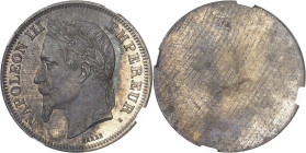FRANCE
Second Empire / Napoléon III (1852-1870). Épreuve uniface d’avers de 2 francs tête laurée, en bronze argenté ND (1868), E, Paris.
NGC MS 63 (...