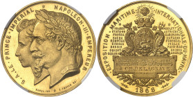 FRANCE
Second Empire / Napoléon III (1852-1870). Médaille d’Or, Exposition maritime internationale du Havre, par Hamel et Trotin 1868, Paris.
NGC MS...