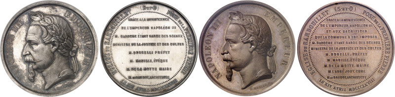 FRANCE
Second Empire / Napoléon III (1852-1870). Coffret de deux médailles, arg...