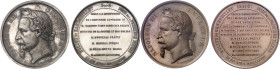 FRANCE
Second Empire / Napoléon III (1852-1870). Coffret de deux médailles, argent et cuivre, pose de la première pierre de l’Église de Rambouillet, ...