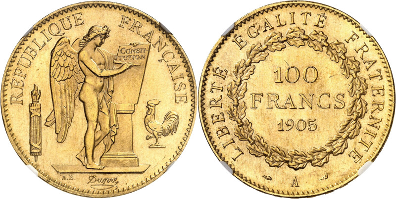 FRANCE
IIIe République (1870-1940). 100 francs Génie 1905, A, Paris.
NGC MS 66...