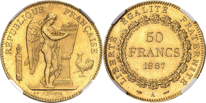 FRANCE
IIIe République (1870-1940). 50 francs Génie 1887, A, Paris.
NGC MS 65 ...