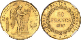 FRANCE
IIIe République (1870-1940). 50 francs Génie 1887, A, Paris.
NGC MS 65 (5788892-003).
Av. RÉPUBLIQUE FRANÇAISE. Génie ailé de la République ...