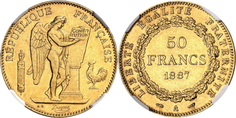 FRANCE
IIIe République (1870-1940). 50 francs Génie 1887, A, Paris.
NGC AU 58 ...