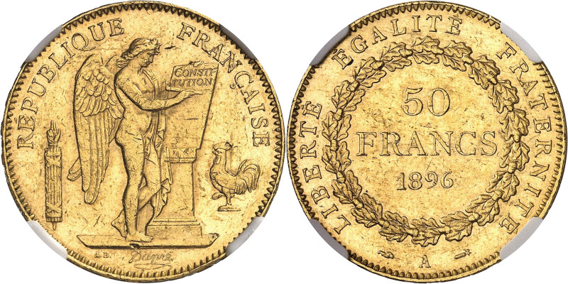 FRANCE
IIIe République (1870-1940). 50 francs Génie 1896, A, Paris.
NGC MS 60 ...