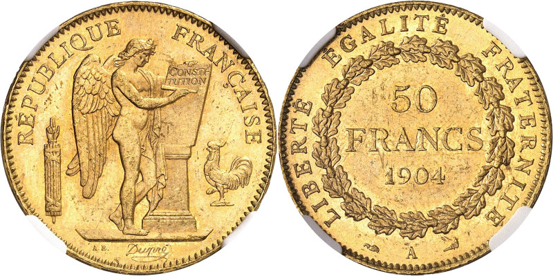 FRANCE
IIIe République (1870-1940). 50 francs Génie 1904, A, Paris.
NGC MS 64 ...