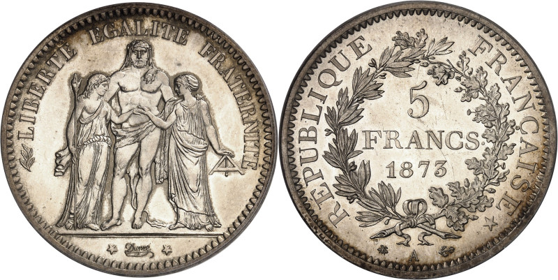 FRANCE
IIIe République (1870-1940). 5 francs Hercule, Flan bruni (PROOF) 1873, ...