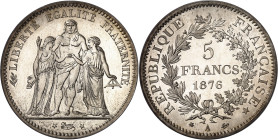 FRANCE
IIIe République (1870-1940). 5 francs Hercule, Flan bruni (PROOF) 1876, A, Paris.
PCGS PR65+CAM (19925379).
Av. LIBERTÉ ÉGALITÉ FRATERNITÉ. ...