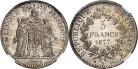 FRANCE
IIIe République (1870-1940). 5 francs Hercule 1877, A, Paris.
NGC MS 65+ (5790006-078).
Av. LIBERTÉ ÉGALITÉ FRATERNITÉ. Hercule entre la Lib...