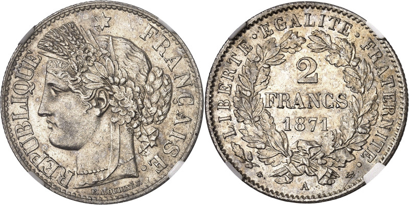 FRANCE
IIIe République (1870-1940). 2 francs Cérès 1871, A, Paris.
NGC MS 62 (...