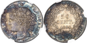 FRANCE
IIIe République (1870-1940). 50 centimes Cérès 1881, A, Paris.
NGC MS 67 (5790006-102).
Av. RÉPUBLIQUE FRANÇAISE. Tête de la République à ga...