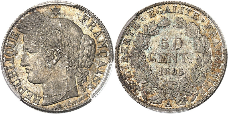 FRANCE
IIIe République (1870-1940). 50 centimes Cérès 1895, A, Paris.
PCGS MS6...