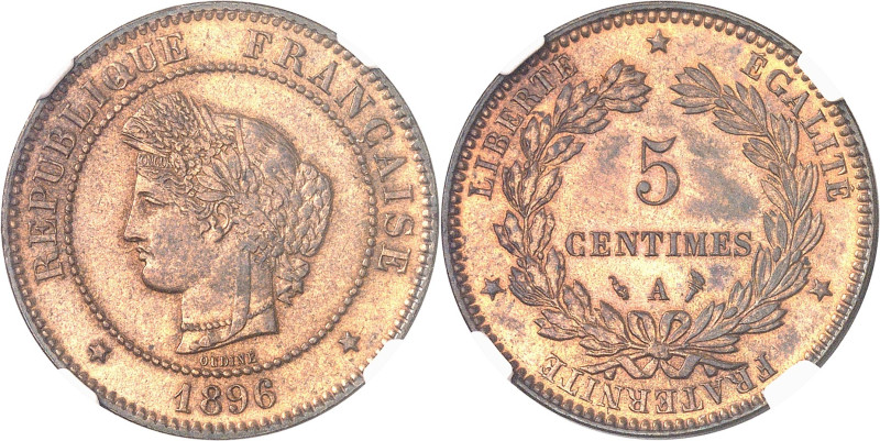 FRANCE
IIIe République (1870-1940). 5 centimes Cérès, avec torche 1896, A, Pari...