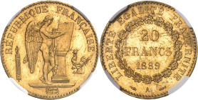 FRANCE
IIIe République (1870-1940). 20 francs Génie, Flan bruni (PROOF) 1889, A, Paris [SOUS FACULTÉ DE RÉUNION].
NGC PF 66 CAMEO (5790014-012).
Av...
