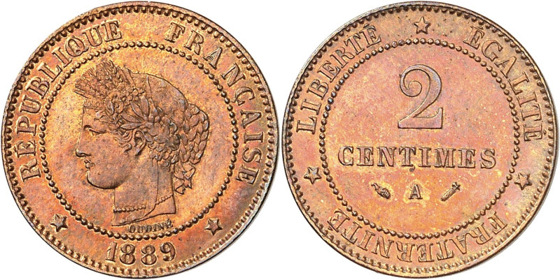 FRANCE
IIIe République (1870-1940). 2 centimes Cérès 1889, A, Paris [SOUS FACUL...