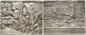 FRANCE
IIIe République (1870-1940). Médaille, l’accalmie par Michel Cazin, SAMF n° 14 1903, Paris.
Av. Un couple, derrière un parapet, regarde la me...