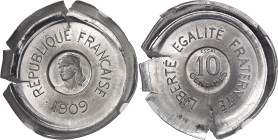 FRANCE
IIIe République (1870-1940). Essai de frappe de 10 centimes François Rude, grand module 1909, Paris.
NGC MS 66 MINT ERROR BROADSTRUCK (579000...