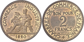 FRANCE
IIIe République (1870-1940). Essai-piéfort de 2 francs Chambres de commerce 1920, Paris.
NGC MS 65 (5788889-014).
Av. COMMERCE INDUSTRIE. Me...