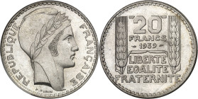 FRANCE
IIIe République (1870-1940). 20 francs Turin 1939, Paris.
PCGS MS64+ (81635426).
Av. REPUBLIQUE FRANÇAISE. Tête de la République à droite, a...