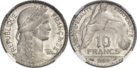 FRANCE
IIIe République (1870-1940). Essai de 10 francs, concours de 1929, par Bénard 1929, Paris.
NGC MS 67 (6389235-011).
Av. REPUBLIQUE FRANÇAISE...