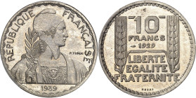 FRANCE
IIIe République (1870-1940). Essai de 10 francs Turin hybride 30 mm et poids 12 g 1929-1939, Paris.
PCGS SP66 (84672668).
Av. REPUBLIQUE FRA...
