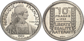 FRANCE
IIIe République (1870-1940). Essai de 10 francs Turin hybride 26 mm et poids 7 g 1929-1939, Paris.
PCGS SP65 (84672669).
Av. REPUBLIQUE FRAN...