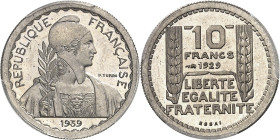 FRANCE
IIIe République (1870-1940). Essai de 10 francs Turin hybride 21 mm et poids 4 g 1929-1939, Paris.
PCGS SP66 (84672675).
Av. REPUBLIQUE FRAN...