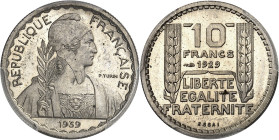 FRANCE
IIIe République (1870-1940). Essai de 10 francs Turin hybride 20 mm et poids 4 g 1929-1939, Paris.
PCGS SP65 (84672682).
Av. REPUBLIQUE FRAN...
