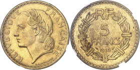 FRANCE
IIIe République (1870-1940). Essai de 5 francs Lavrillier en cupro-aluminium 1939, Paris.
NGC MS 65 (5790006-111).
Av. REPVBLIQVE FRANÇAISE....