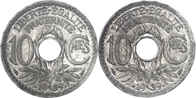 FRANCE
IIIe République (1870-1940). Épreuve de 10 centimes Lindauer, date avec points, double revers, en aluminium 1939, Paris.
PCGS SP66 (43135355)...