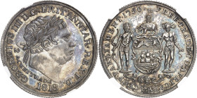 GHANA
Georges III (1760-1820). 1/2 Ackey, Flan bruni (PROOF) 1818.
NGC PF 64 (5883936-016).
Av. GEORGIUS III D. G. BRITTANIAR. REX. F: D:. Tête lau...