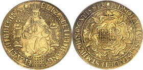 GRANDE-BRETAGNE
Élisabeth Ire (1558-1603). Souverain, 6e émission ND (1584-1586), Londres.
NGC MS 62 (5790008-020).
Av. ELIZABETH. D’. G’. ANG’. - ...