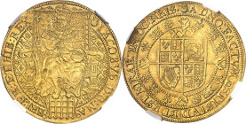 GRANDE-BRETAGNE
Jacques Ier (1603-1625). Royal (Rose Ryal) d’or (30 shillings), 3e émission ND (1621-1623), Londres.
NGC AU 58 (5788893-004).
Av. (...