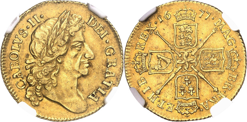 GRANDE-BRETAGNE
Charles II (1660-1685). Guinée 1677, Londres.
NGC AU 53 (63892...