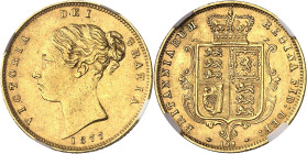GRANDE-BRETAGNE
Victoria (1837-1901). Demi-souverain, coin #126 ? 1877, Londres.
NGC AU 58 (6389234-034).
Av. VICTORIA DEI GRATIA. Tête diadémée à ...