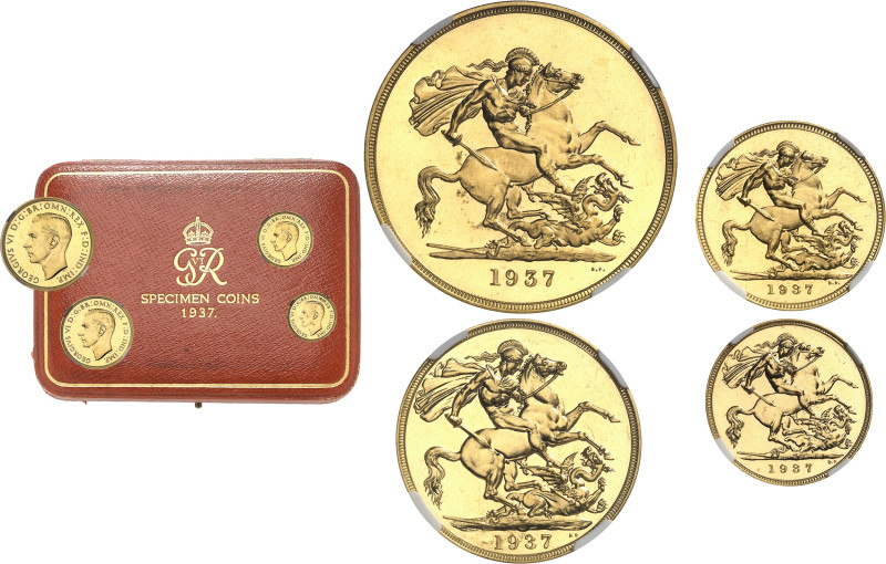GRANDE-BRETAGNE
Georges VI (1936-1952). Coffret Specimen coins, avec 1/2 souver...