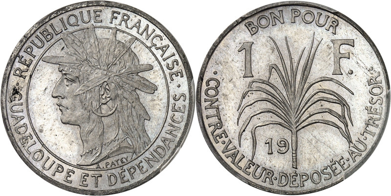 GUADELOUPE
IIIe République (1870-1940). Épreuve de 1 franc avec date incomplète...