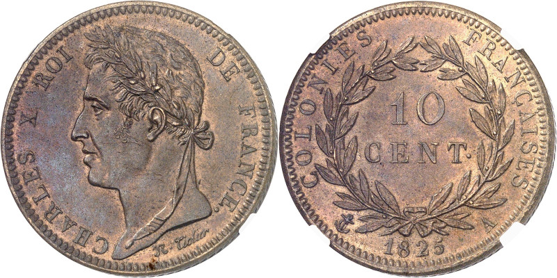 GUYANE
Charles X (1824-1830). 10 centimes des colonies françaises 1825, A, Pari...