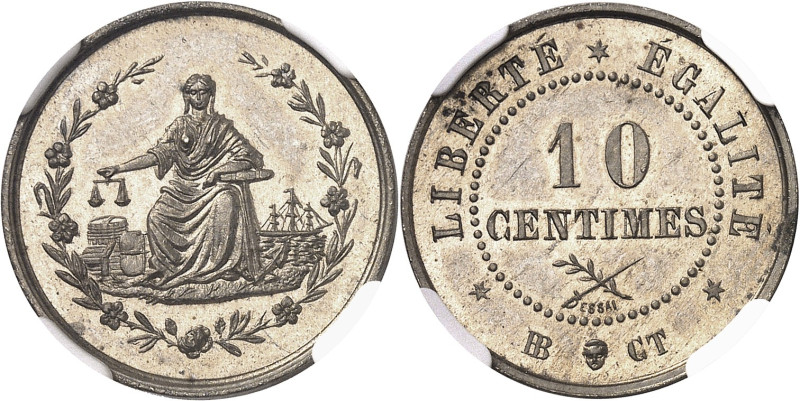HAÏTI
République (1859- à nos jours). Essai de 10 centimes ND (1877) BB CT.
NG...