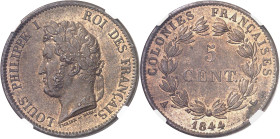 ILES MARQUISES
Louis-Philippe Ier (1830-1848). 5 centimes 1844, A, Paris.
NGC MS 64 BN (5790006-117).
Av. LOUIS PHILIPPE I - ROI DES FRANÇAIS. Tête...